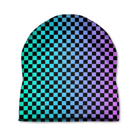 Шапка 3D с принтом Checkerboard Color , 100% полиэстер | универсальный размер, печать по всей поверхности изделия | checkerboard | gradient | бойчик | в клетку | в клеточку | градиент | клетка | музыка | орнамент | френдзона | шахматная доска | шашки