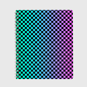 Тетрадь с принтом Checkerboard Color , 100% бумага | 48 листов, плотность листов — 60 г/м2, плотность картонной обложки — 250 г/м2. Листы скреплены сбоку удобной пружинной спиралью. Уголки страниц и обложки скругленные. Цвет линий — светло-серый
 | checkerboard | gradient | бойчик | в клетку | в клеточку | градиент | клетка | музыка | орнамент | френдзона | шахматная доска | шашки