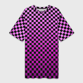 Платье-футболка 3D с принтом Checkerboard Color ,  |  | checkerboard | gradient | бойчик | в клетку | в клеточку | градиент | клетка | музыка | орнамент | френдзона | шахматная доска | шашки