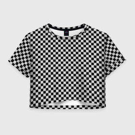 Женская футболка Crop-top 3D с принтом Checkerboard Color  , 100% полиэстер | круглая горловина, длина футболки до линии талии, рукава с отворотами | checkerboard | gradient | бойчик | в клетку | в клеточку | градиент | клетка | музыка | орнамент | френдзона | шахматная доска | шашки