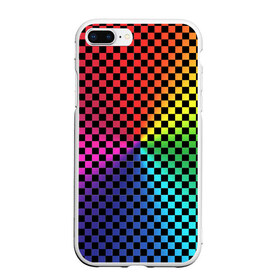 Чехол для iPhone 7Plus/8 Plus матовый с принтом Checkerboard Color , Силикон | Область печати: задняя сторона чехла, без боковых панелей | checkerboard | gradient | бойчик | в клетку | в клеточку | градиент | клетка | музыка | орнамент | френдзона | шахматная доска | шашки