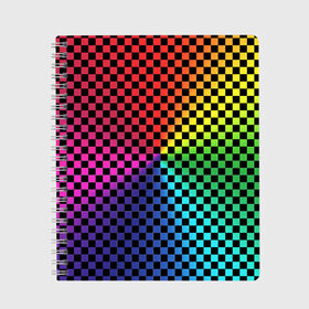 Тетрадь с принтом Checkerboard Color , 100% бумага | 48 листов, плотность листов — 60 г/м2, плотность картонной обложки — 250 г/м2. Листы скреплены сбоку удобной пружинной спиралью. Уголки страниц и обложки скругленные. Цвет линий — светло-серый
 | checkerboard | gradient | бойчик | в клетку | в клеточку | градиент | клетка | музыка | орнамент | френдзона | шахматная доска | шашки