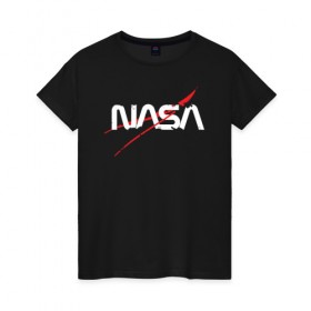 Женская футболка хлопок с принтом Nasa (двусторонняя) , 100% хлопок | прямой крой, круглый вырез горловины, длина до линии бедер, слегка спущенное плечо | nasa | space | космос | наса | насса