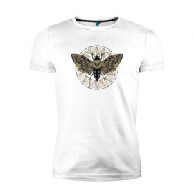 Мужская футболка премиум с принтом Бабочка , 92% хлопок, 8% лайкра | приталенный силуэт, круглый вырез ворота, длина до линии бедра, короткий рукав | бабочка | бражник | череп
