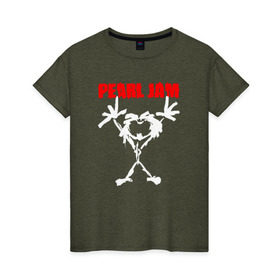 Женская футболка хлопок с принтом Pearl Jam , 100% хлопок | прямой крой, круглый вырез горловины, длина до линии бедер, слегка спущенное плечо | Тематика изображения на принте: альтернативный рок | американская | гранж | группа | майк маккриди | рок | стоун госсард | хард рок | эдди веддер
