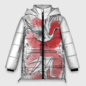 Женская зимняя куртка 3D с принтом Японская мечта , верх — 100% полиэстер; подкладка — 100% полиэстер; утеплитель — 100% полиэстер | длина ниже бедра, силуэт Оверсайз. Есть воротник-стойка, отстегивающийся капюшон и ветрозащитная планка. 

Боковые карманы с листочкой на кнопках и внутренний карман на молнии | bird | crane | japan | sakura | tradition | travel | журавль | птица | путешествие | сакура | традиция | япония