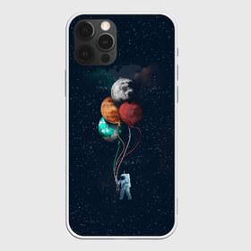 Чехол для iPhone 12 Pro Max с принтом Космонавт с Планетами , Силикон |  | astronaut | cosmonaut | nasa | planet | stars | астронавт | в космосе | галактика | космонавт | космос | планеты | с шариками | шарики