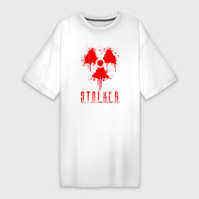 Платье-футболка хлопок с принтом S.T.A.L.K.E.R. 2 ,  |  | bandit | chernobyl | pripyat | s.t.a.l.k.e.r. 2 | shadow of chernobyl | stalker | stalker 2 | бандиты | меченый | припять | сталкер | сталкер 2 | тени чернобыля | чернобыль | чистое небо