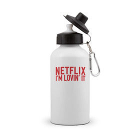 Бутылка спортивная с принтом NETFLIX - IM LOVIN IT , металл | емкость — 500 мл, в комплекте две пластиковые крышки и карабин для крепления | netflix | нетфликс | сериалы | фильмы