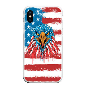 Чехол для iPhone XS Max матовый с принтом American Eagle , Силикон | Область печати: задняя сторона чехла, без боковых панелей | america | amerika | bird | eagle | flag | usa | америка | американский | орел | птица | соединенные | сша | флаг | штаты