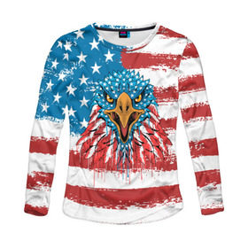 Женский лонгслив 3D с принтом American Eagle , 100% полиэстер | длинные рукава, круглый вырез горловины, полуприлегающий силуэт | america | amerika | bird | eagle | flag | usa | америка | американский | орел | птица | соединенные | сша | флаг | штаты