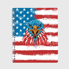 Тетрадь с принтом American Eagle , 100% бумага | 48 листов, плотность листов — 60 г/м2, плотность картонной обложки — 250 г/м2. Листы скреплены сбоку удобной пружинной спиралью. Уголки страниц и обложки скругленные. Цвет линий — светло-серый
 | Тематика изображения на принте: america | amerika | bird | eagle | flag | usa | америка | американский | орел | птица | соединенные | сша | флаг | штаты