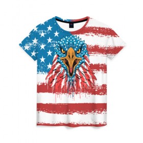 Женская футболка 3D с принтом American Eagle , 100% полиэфир ( синтетическое хлопкоподобное полотно) | прямой крой, круглый вырез горловины, длина до линии бедер | america | amerika | bird | eagle | flag | usa | америка | американский | орел | птица | соединенные | сша | флаг | штаты