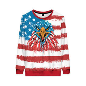 Женский свитшот 3D с принтом American Eagle , 100% полиэстер с мягким внутренним слоем | круглый вырез горловины, мягкая резинка на манжетах и поясе, свободная посадка по фигуре | america | amerika | bird | eagle | flag | usa | америка | американский | орел | птица | соединенные | сша | флаг | штаты