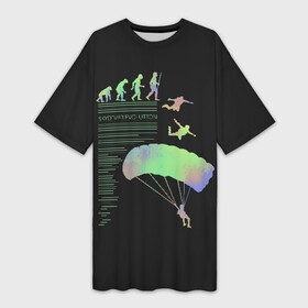 Платье-футболка 3D с принтом Skydiver evolution ,  |  | Тематика изображения на принте: good morning | jump | motivation | skydiver | skydiving | sport | зож | мотивация | парашютист | парашютный спорт | прыжки с парашютом | спорт | успех | утро
