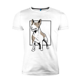 Мужская футболка премиум с принтом Бультерьер , 92% хлопок, 8% лайкра | приталенный силуэт, круглый вырез ворота, длина до линии бедра, короткий рукав | bull | bull terrier | dog | terrier | бультерьер | собака | собаки