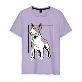 Мужская футболка хлопок с принтом Бультерьер , 100% хлопок | прямой крой, круглый вырез горловины, длина до линии бедер, слегка спущенное плечо. | bull | bull terrier | dog | terrier | бультерьер | собака | собаки