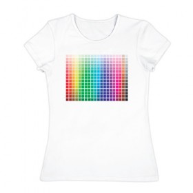 Женская футболка хлопок с принтом Цвета Дизайнер , 100% хлопок | прямой крой, круглый вырез горловины, длина до линии бедер, слегка спущенное плечо | 