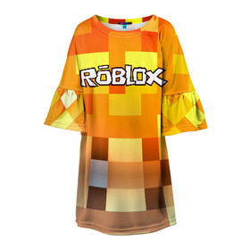 Детское платье 3D с принтом ROBLOX , 100% полиэстер | прямой силуэт, чуть расширенный к низу. Круглая горловина, на рукавах — воланы | game | gamer | logo | minecraft | roblox | simulator | игра | конструктор | лого | симулятор | строительство | фигура