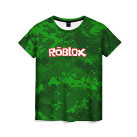 Женская футболка 3D с принтом ROBLOX , 100% полиэфир ( синтетическое хлопкоподобное полотно) | прямой крой, круглый вырез горловины, длина до линии бедер | game | gamer | logo | minecraft | roblox | simulator | игра | конструктор | лого | симулятор | строительство | фигура