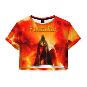 Женская футболка Cropp-top с принтом Hammerfall , 100% полиэстер | круглая горловина, длина футболки до линии талии, рукава с отворотами | hammerfall | heavy | metal | power | sweden | пауэр метал | хеви | хеви метал