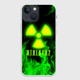 Чехол для iPhone 13 mini с принтом STALKER 2 TOXIC FIRE | СТАЛКЕР 2 ТОКСИЧНЫЙ ОГОНЬ ,  |  | Тематика изображения на принте: bandit | chernobyl | pripyat | s.t.a.l.k.e.r. 2 | shadow of chernobyl | stalker | stalker 2 | бандиты | меченый | припять | сталкер | сталкер 2 | тени чернобыля | чернобыль | чистое небо