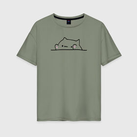 Женская футболка хлопок Oversize с принтом Милый котик , 100% хлопок | свободный крой, круглый ворот, спущенный рукав, длина до линии бедер
 | кот | котенок | котик | милый котик | рисунок