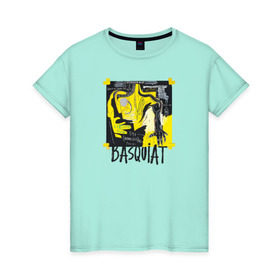 Женская футболка хлопок с принтом BASQUIAT ARTIST , 100% хлопок | прямой крой, круглый вырез горловины, длина до линии бедер, слегка спущенное плечо | живопись | искусство | картина | художники | шедевры