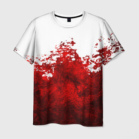 Мужская футболка 3D с принтом Кровавые брызги , 100% полиэфир | прямой крой, круглый вырез горловины, длина до линии бедер | blood | bloody | horror | texture | абстракция | брызги | в крови | краска | красная краска | кровавая | кровь | текстура | ужас