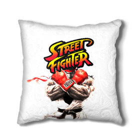 Подушка 3D с принтом Street fighter , наволочка – 100% полиэстер, наполнитель – холлофайбер (легкий наполнитель, не вызывает аллергию). | состоит из подушки и наволочки. Наволочка на молнии, легко снимается для стирки | capcom | fighter | fighting | street | боец | суторито фаита | уличный | файтинг