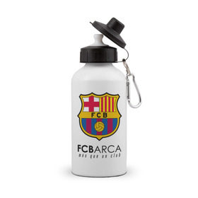 Бутылка спортивная с принтом FC BARCELONA (BARCA) , металл | емкость — 500 мл, в комплекте две пластиковые крышки и карабин для крепления | Тематика изображения на принте: barca | barcelona | fc barca | барка | барселона