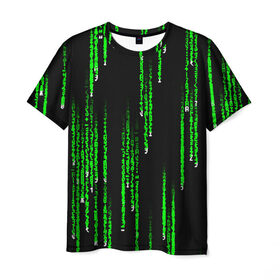 Мужская футболка 3D с принтом МАТРИЦА , 100% полиэфир | прямой крой, круглый вырез горловины, длина до линии бедер | Тематика изображения на принте: agent smith | hugo weaving | keanu reeves | the matrix | киану ривз | код | матрица | матрица 4 | нео | цифры