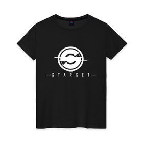 Женская футболка хлопок с принтом Starset Logo , 100% хлопок | прямой крой, круглый вырез горловины, длина до линии бедер, слегка спущенное плечо | logo | rock | starset | лого | рок | старсет