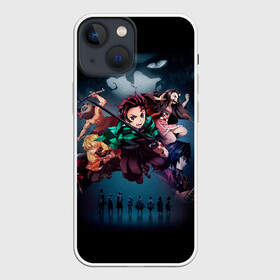 Чехол для iPhone 13 mini с принтом Kimetsu no Yaiba на черном ,  |  | blade of demon | demon slayer | kimetsu no yaiba | клинок | рассекающий демонов