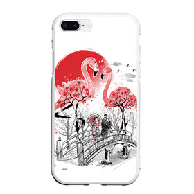 Чехол для iPhone 7Plus/8 Plus матовый с принтом Сад Фламинго , Силикон | Область печати: задняя сторона чехла, без боковых панелей | Тематика изображения на принте: bridge | flamingo | garden | geisha | japan | pink | sakura | samurai | tradition | мост | розовый | сад | сакура | самурай | традиция | фламинго | япония