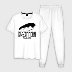 Мужская пижама хлопок с принтом Led Zeppelin , 100% хлопок | брюки и футболка прямого кроя, без карманов, на брюках мягкая резинка на поясе и по низу штанин
 | 