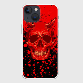 Чехол для iPhone 13 mini с принтом Devil Skull ,  |  | blood | devil | halloween | horror | paint | skull | дьявол | краска | кровь | страшный | хеллоуин | хэлуин | череп