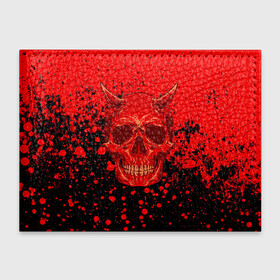 Обложка для студенческого билета с принтом Devil Skull , натуральная кожа | Размер: 11*8 см; Печать на всей внешней стороне | blood | devil | halloween | horror | paint | skull | дьявол | краска | кровь | страшный | хеллоуин | хэлуин | череп