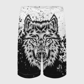 Детские спортивные шорты 3D с принтом Волк ,  100% полиэстер
 | пояс оформлен широкой мягкой резинкой, ткань тянется
 | Тематика изображения на принте: animal | wolf | волк | животные | звери | хищник