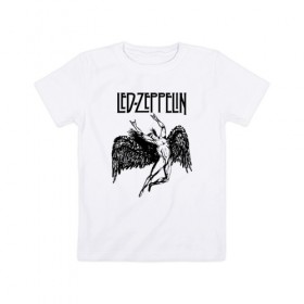 Детская футболка хлопок с принтом Led Zeppelin , 100% хлопок | круглый вырез горловины, полуприлегающий силуэт, длина до линии бедер | Тематика изображения на принте: led | led zeppelin | lz | zoso | группа | джимми пейдж | джон генри бонэм | джон пол джонс | зосо | лед зепелен | лед зеппелин | ледзепелен | ледзеппелин | лз | метал | роберт плант | рок | тяжелый