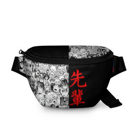 Поясная сумка 3D с принтом SENPAI (JAPAN 02) , 100% полиэстер | плотная ткань, ремень с регулируемой длиной, внутри несколько карманов для мелочей, основное отделение и карман с обратной стороны сумки застегиваются на молнию | ahegao | anime | japan | manga | sempai | senpai | аниме | ахегао | лицо | манга | семпай | сенпай | япония