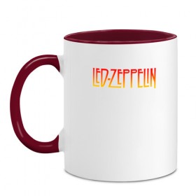 Кружка двухцветная с принтом Led Zeppelin , керамика | объем — 330 мл, диаметр — 80 мм. Цветная ручка и кайма сверху, в некоторых цветах — вся внутренняя часть | led zeppelin | лед зеппелин