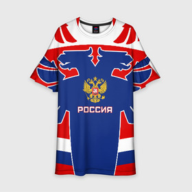 Детское платье 3D с принтом Русский хоккей , 100% полиэстер | прямой силуэт, чуть расширенный к низу. Круглая горловина, на рукавах — воланы | ворота | вратарь | игра | игрок | клюшка | россия | спорт | форма | хоккей | чемпион | шайба