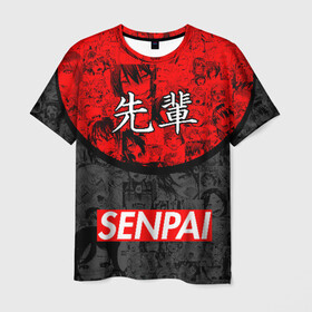 Мужская футболка 3D с принтом SENPAI (JAPAN 07) , 100% полиэфир | прямой крой, круглый вырез горловины, длина до линии бедер | ahegao | anime | japan | manga | sempai | senpai | аниме | ахегао | лицо | манга | семпай | сенпай | япония