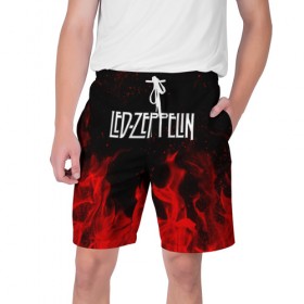 Мужские шорты 3D с принтом Led Zeppelin ,  полиэстер 100% | прямой крой, два кармана без застежек по бокам. Мягкая трикотажная резинка на поясе, внутри которой широкие завязки. Длина чуть выше колен | Тематика изображения на принте: led zeppelin | лед зеппелин