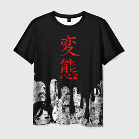 Мужская футболка 3D с принтом Японская анимация , 100% полиэфир | прямой крой, круглый вырез горловины, длина до линии бедер | ahegao | anime | japan | manga | sempai | senpai | аниме | ахегао | лицо | манга | семпай | сенпай | япония