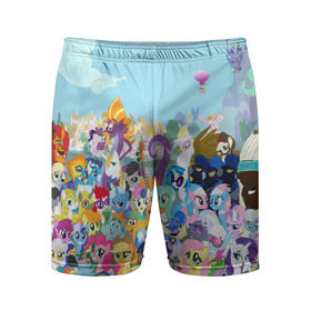 Мужские шорты спортивные с принтом MY LITTLE PONY ,  |  | my little pony | pinkie pie | scootaloo | spike | sweaty balls | искорка | крошка бель | маленькие пони | мульфтфильм | пони | скутолу | эппл блум