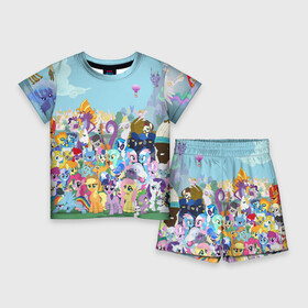 Детский костюм с шортами 3D с принтом MY LITTLE PONY ,  |  | my little pony | pinkie pie | scootaloo | spike | sweaty balls | искорка | крошка бель | маленькие пони | мульфтфильм | пони | скутолу | эппл блум