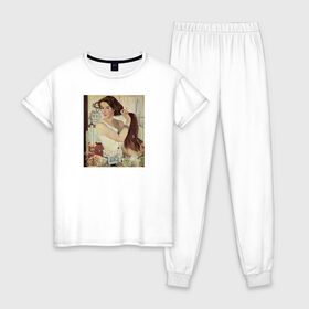 Женская пижама хлопок с принтом Серебрякова ( картина) , 100% хлопок | брюки и футболка прямого кроя, без карманов, на брюках мягкая резинка на поясе и по низу штанин | живопись | искусство | картина | художники | шедевры