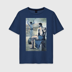 Женская футболка хлопок Oversize с принтом Девочка на шаре , 100% хлопок | свободный крой, круглый ворот, спущенный рукав, длина до линии бедер
 | живопись | искусство | картина | художники | шедевры